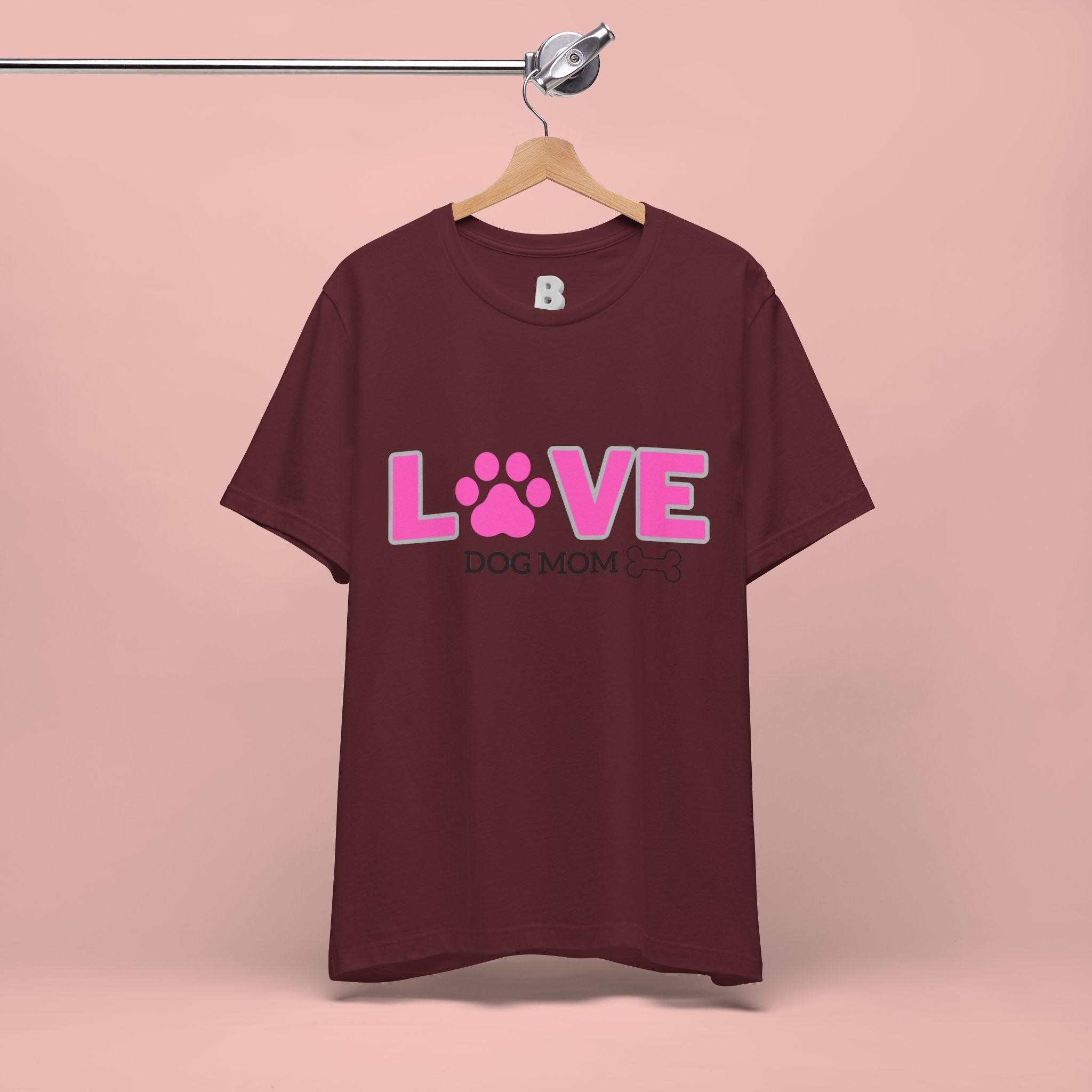 Love Dog Mom T-Shirt — Pink Paw Graphic Tee