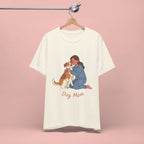 Dog Mom T‑Shirt — Cute Woman Hugging Dog Graphic Tee