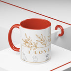 I Love Dogs Accent Coffee Mug — Gold Leaf Dog Lover Ceramic Mug (11oz & 15oz)