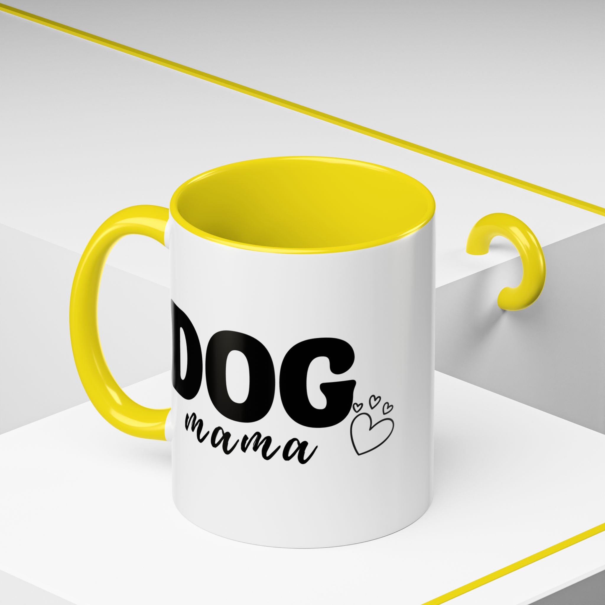 Dog Mama Accent Coffee Mug — Cute Black & White Pet Lover Gift (11/15oz)