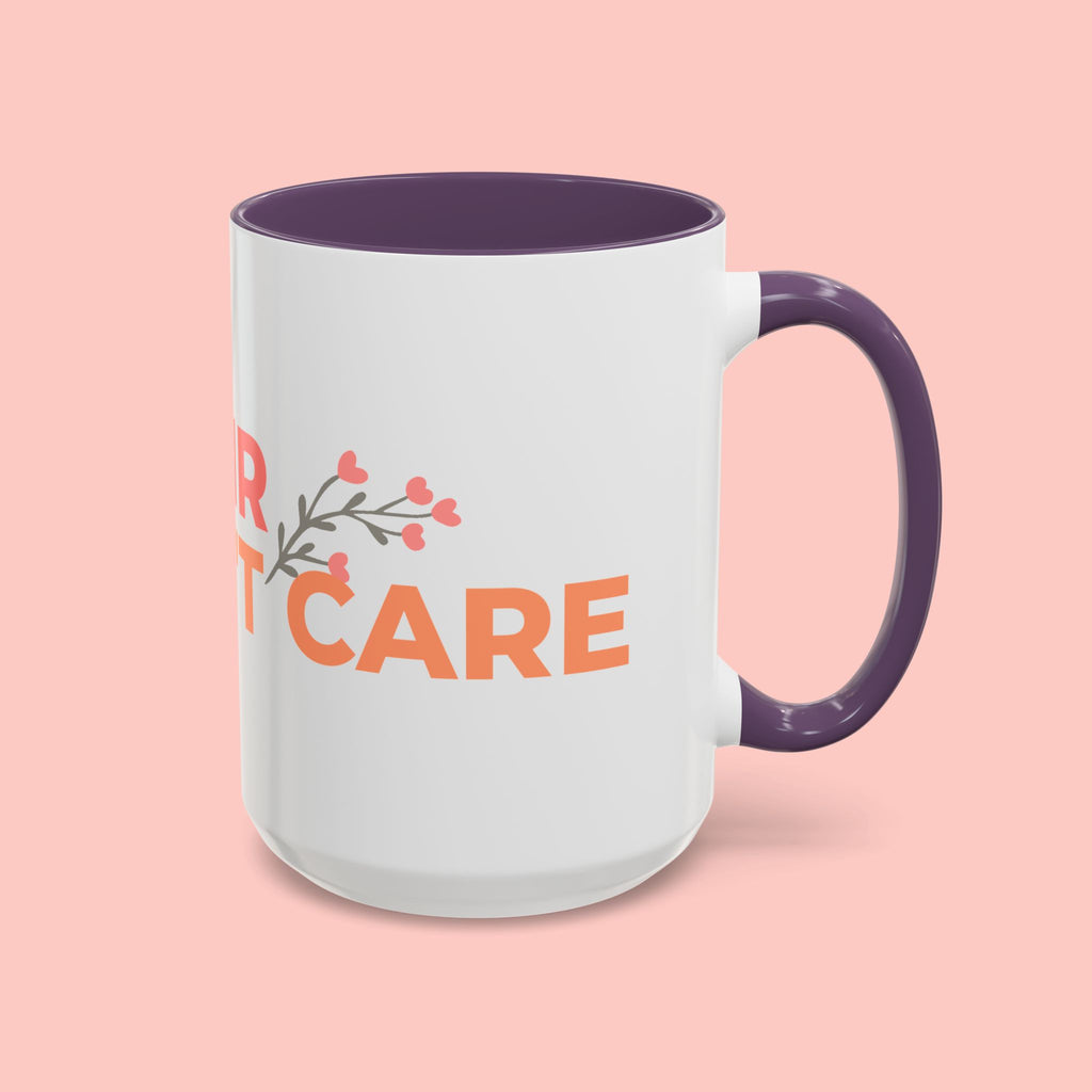 Accent Coffee Mug - "Growing Hair I Don't Care" Floral Script Coffee Mug