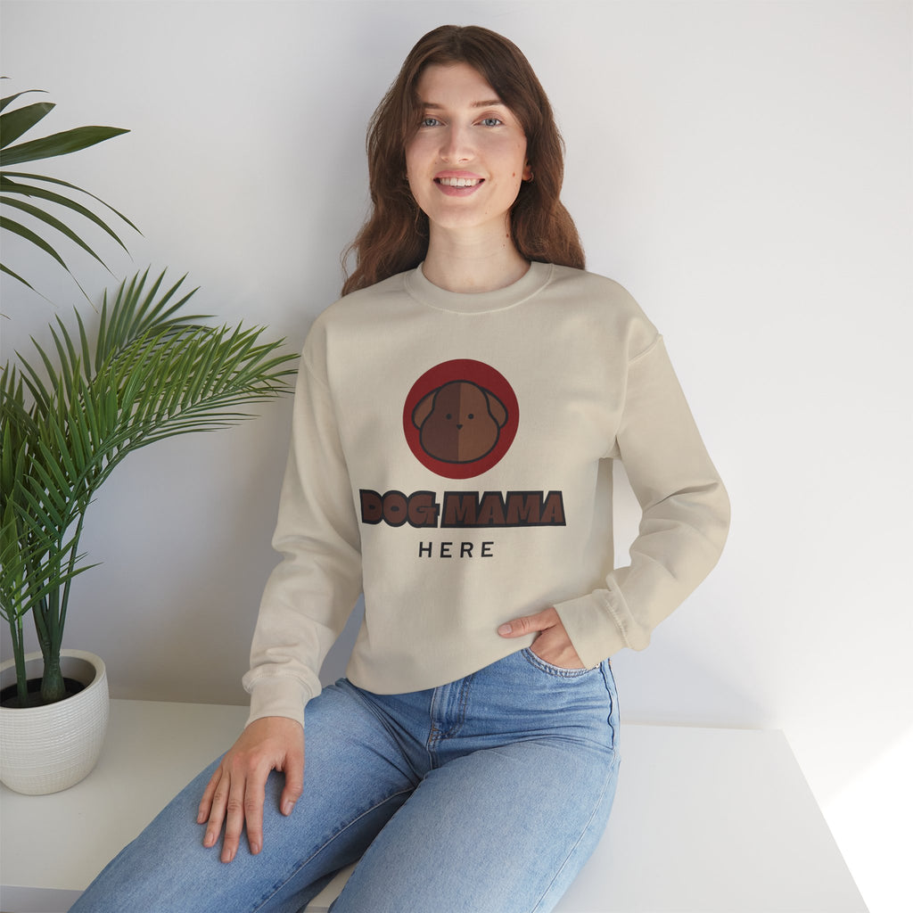 Dog Mama Crewneck Sweatshirt – Cute Brown Pup Graphic ‘Dog Mama’ Design