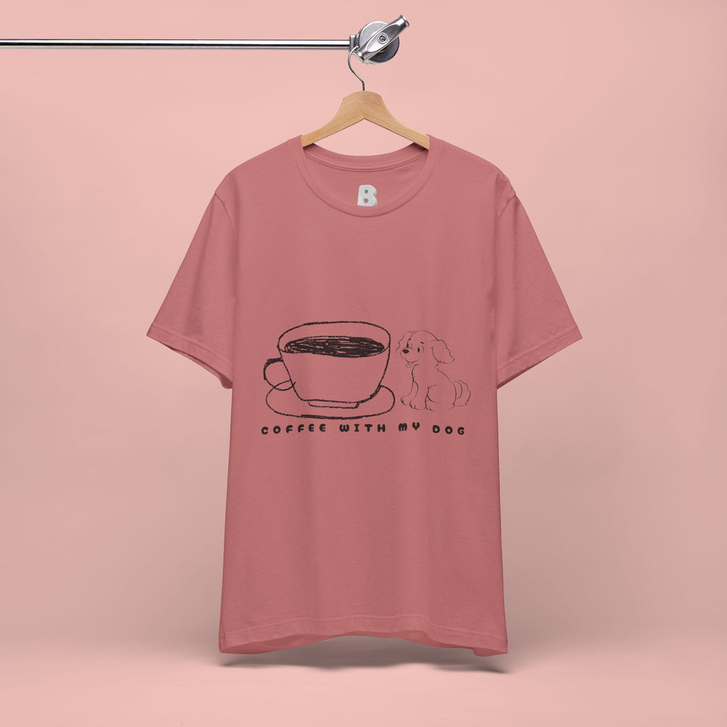 Coffee With My Dog T‑Shirt — Cute Minimalist Dog & Coffee Tee