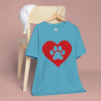 Pet Lover T-Shirt — Red Heart Paw Print Tee