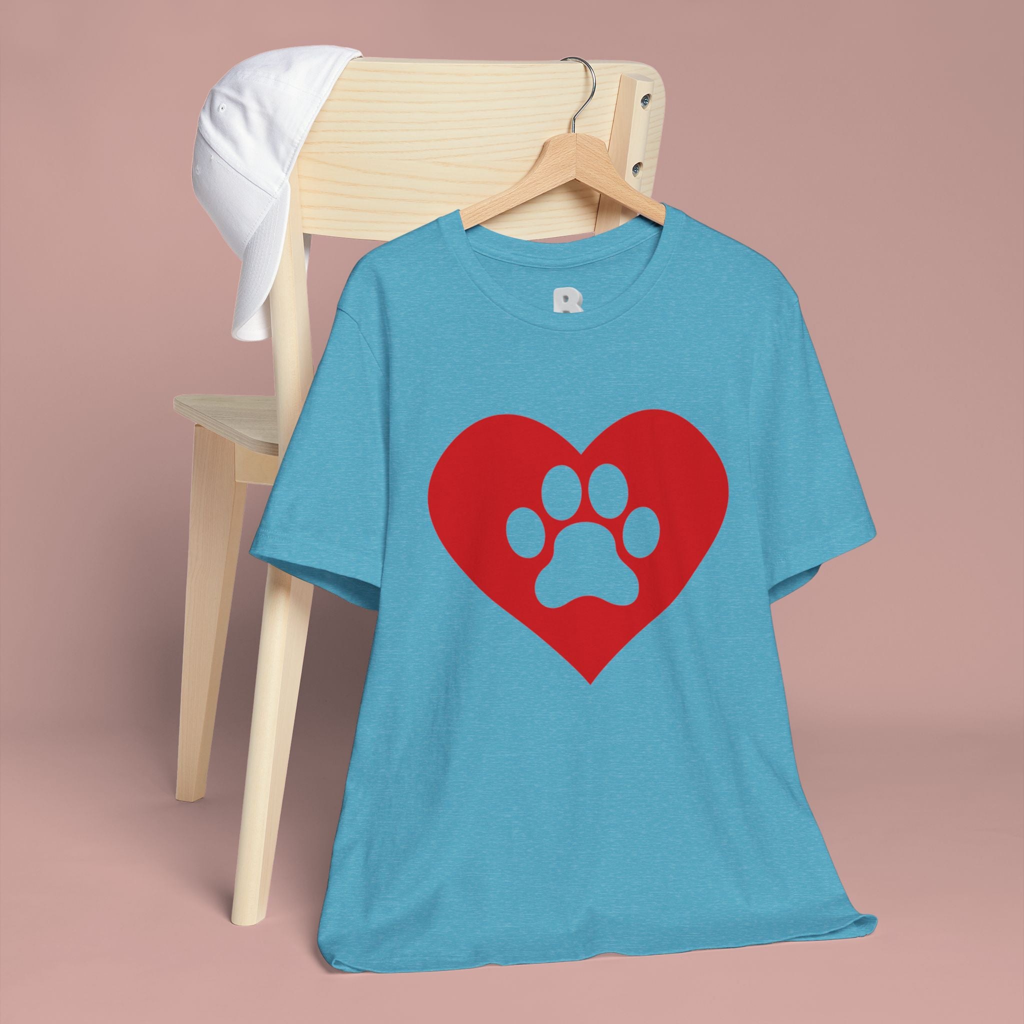 Pet Lover T-Shirt — Red Heart Paw Print Tee