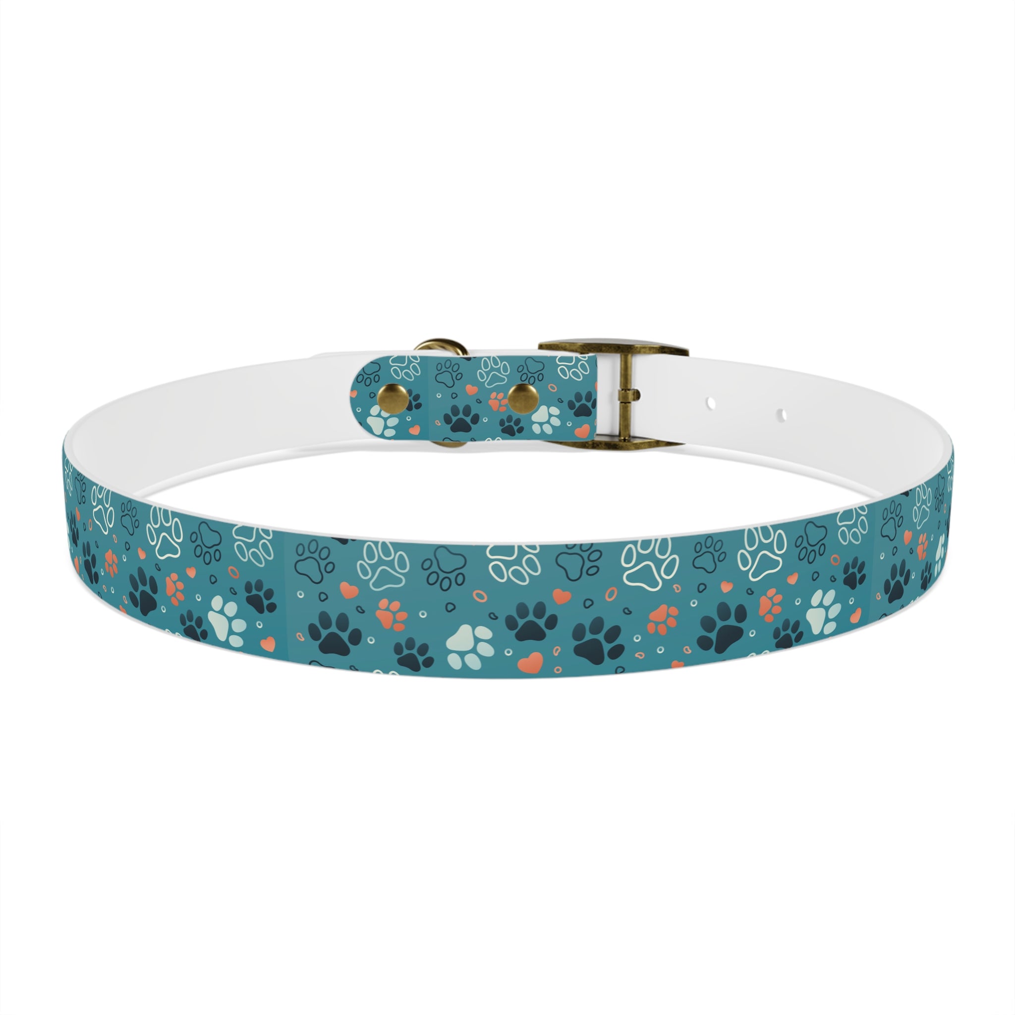 Paw Print Dog Collar — Teal Patterned Pet Collar for Small & Medium Dogs