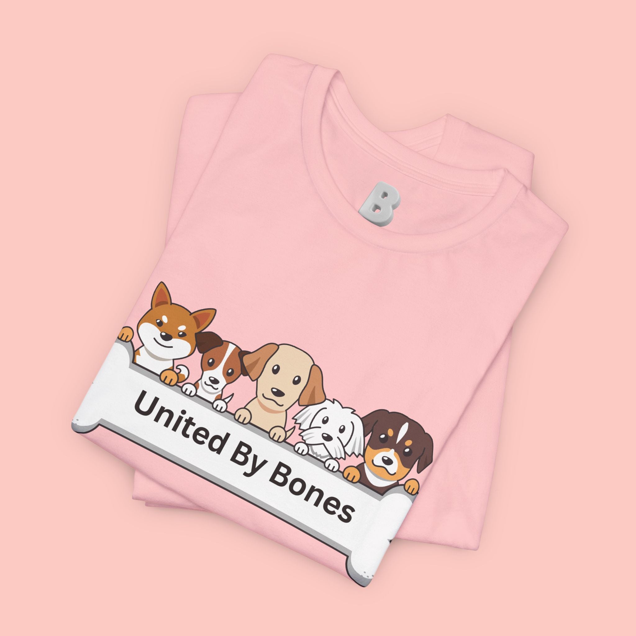 Dog Lover T‑Shirt — "United By Bones" Cute Cartoon Dogs Tee