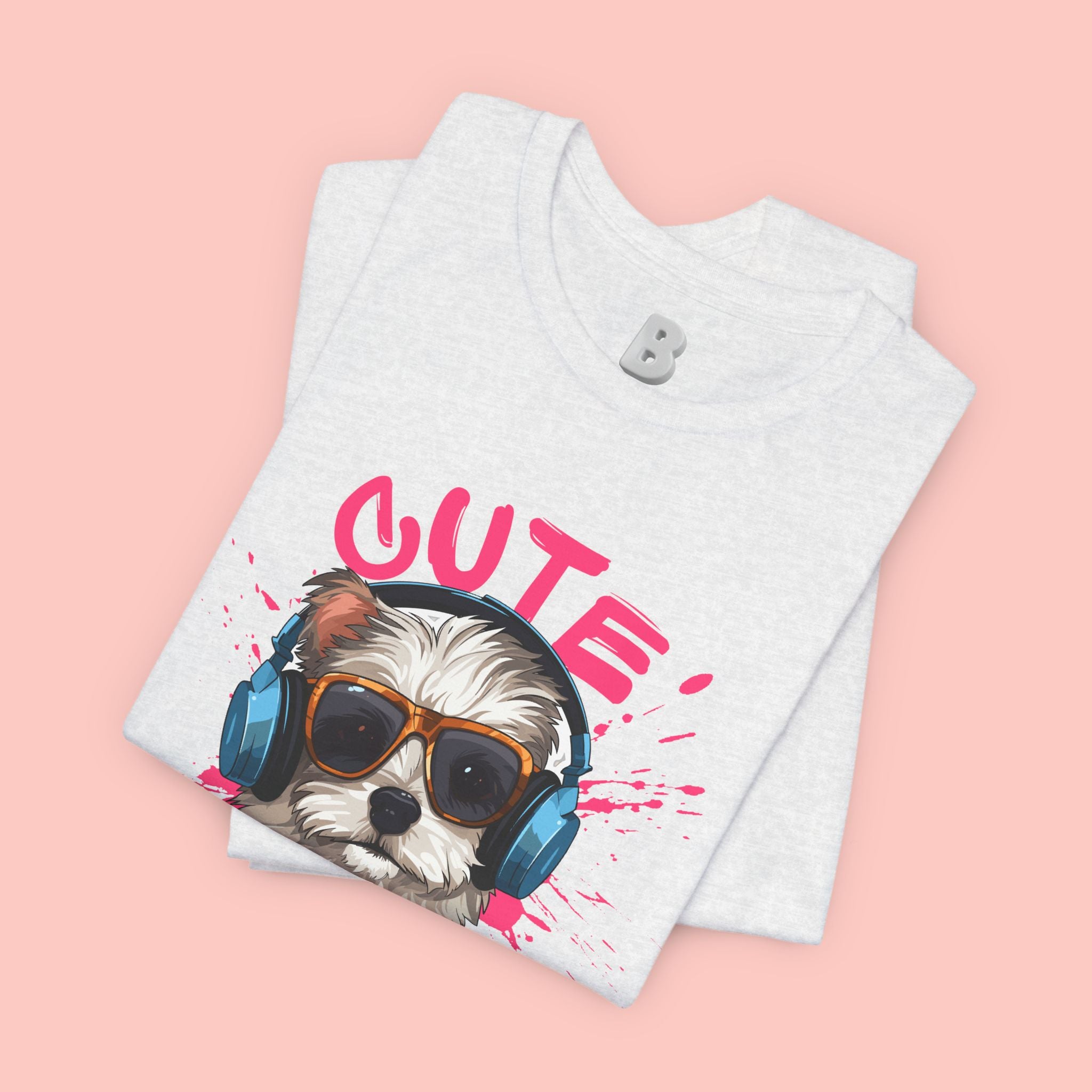 Cute Dog Tee — Headphones Puppy Graphic T-Shirt