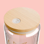 16oz Glass Sipper Tumbler — “Love Dogs” Botanical Design with Bamboo Lid & Straw