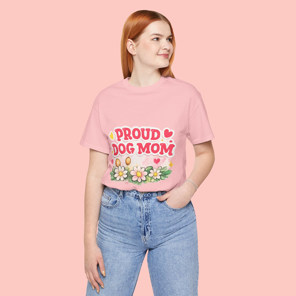 Proud Dog Mom Tee – Floral Retro Heart Design