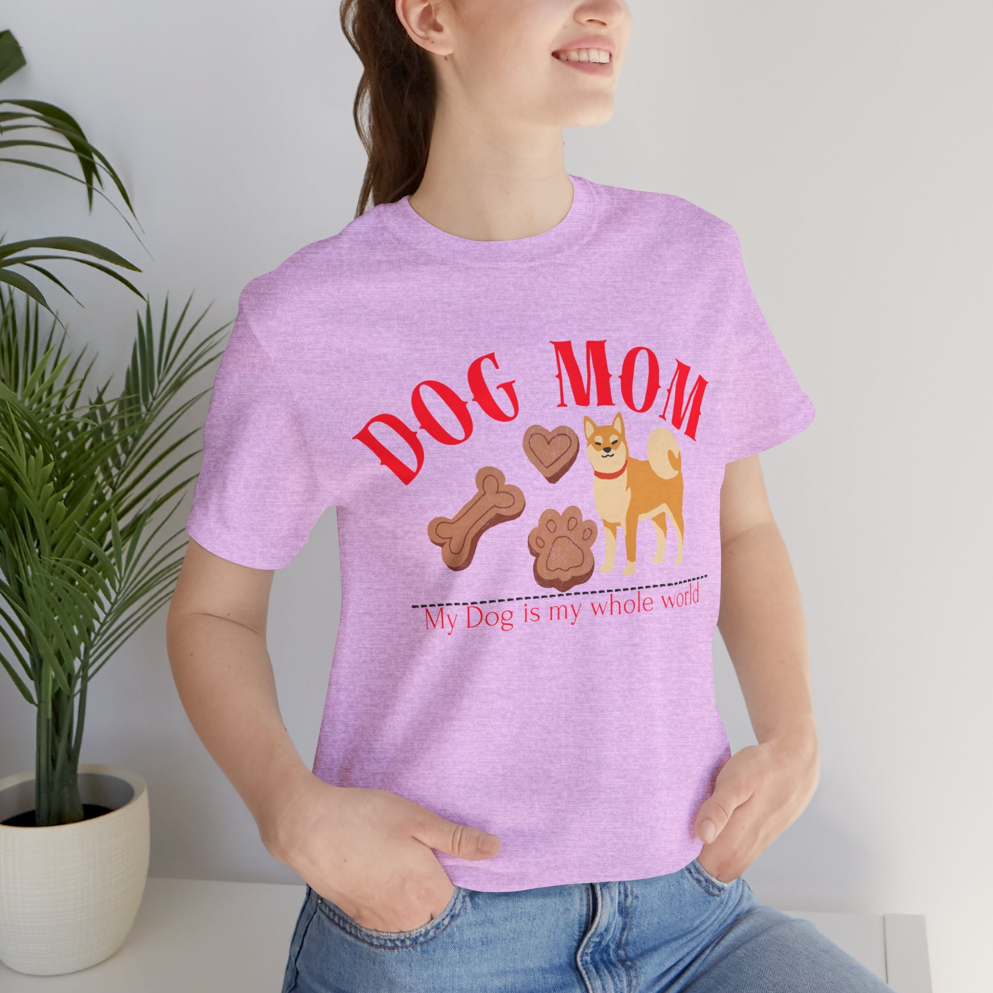 Dog Mom T-Shirt — Cute Shiba & Treats “My Dog Is My Whole World” Tee