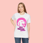 All Smiles Mom's Rules T-Shirt — Cute Pink Dog Graphic Tee for Moms & Pet Lovers