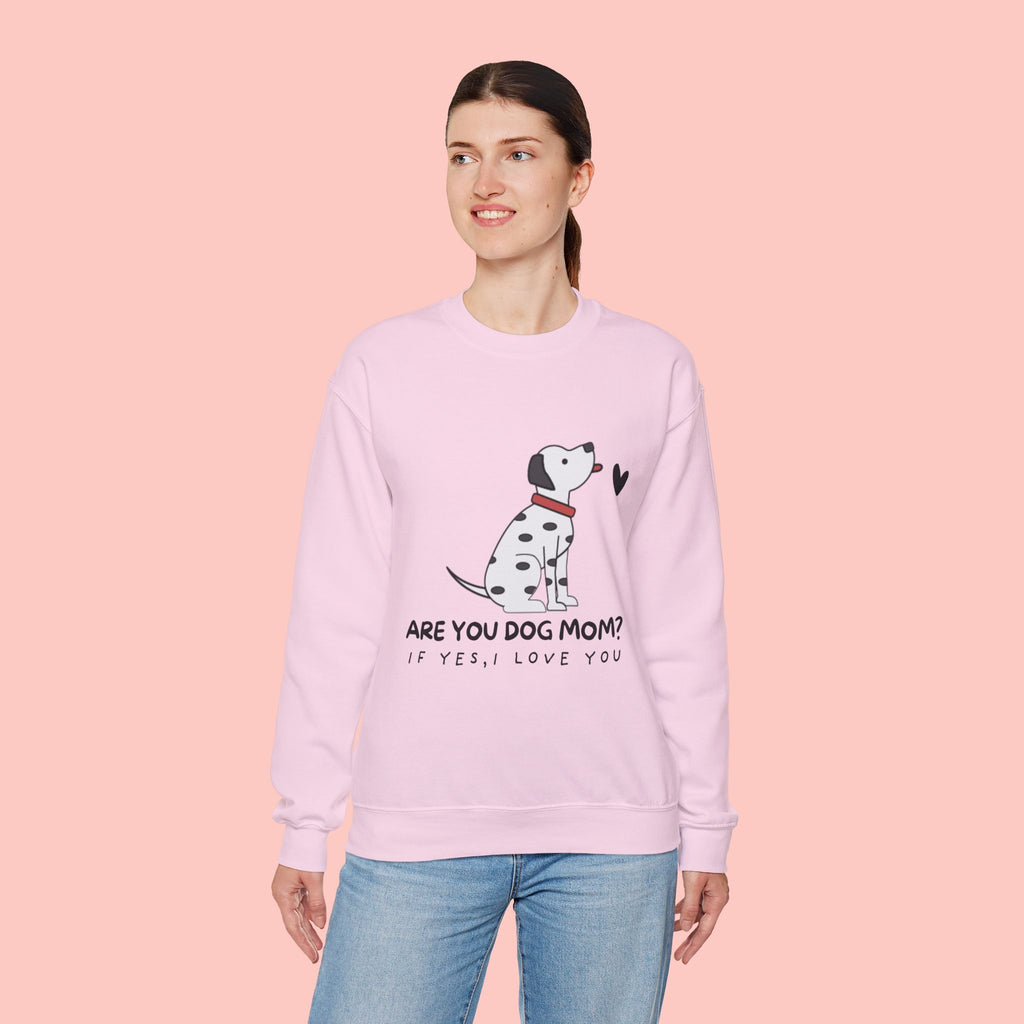 Are You Dog Mom? Cute Dalmatian Crewneck Sweatshirt for Dog Lovers