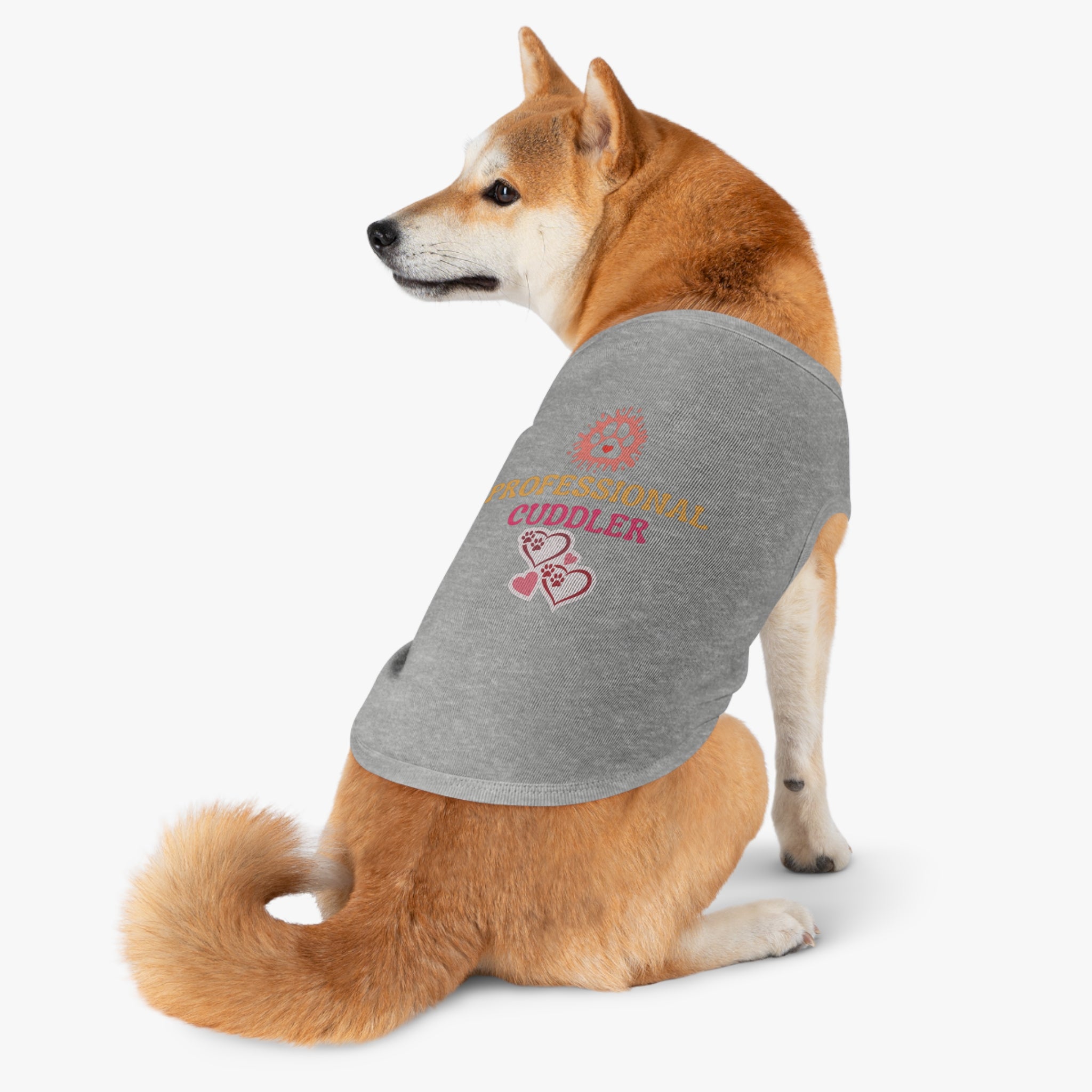 Professional Cuddler Pet Tank Top — Cute Paw Heart Dog & Cat Shirt for Small Pets