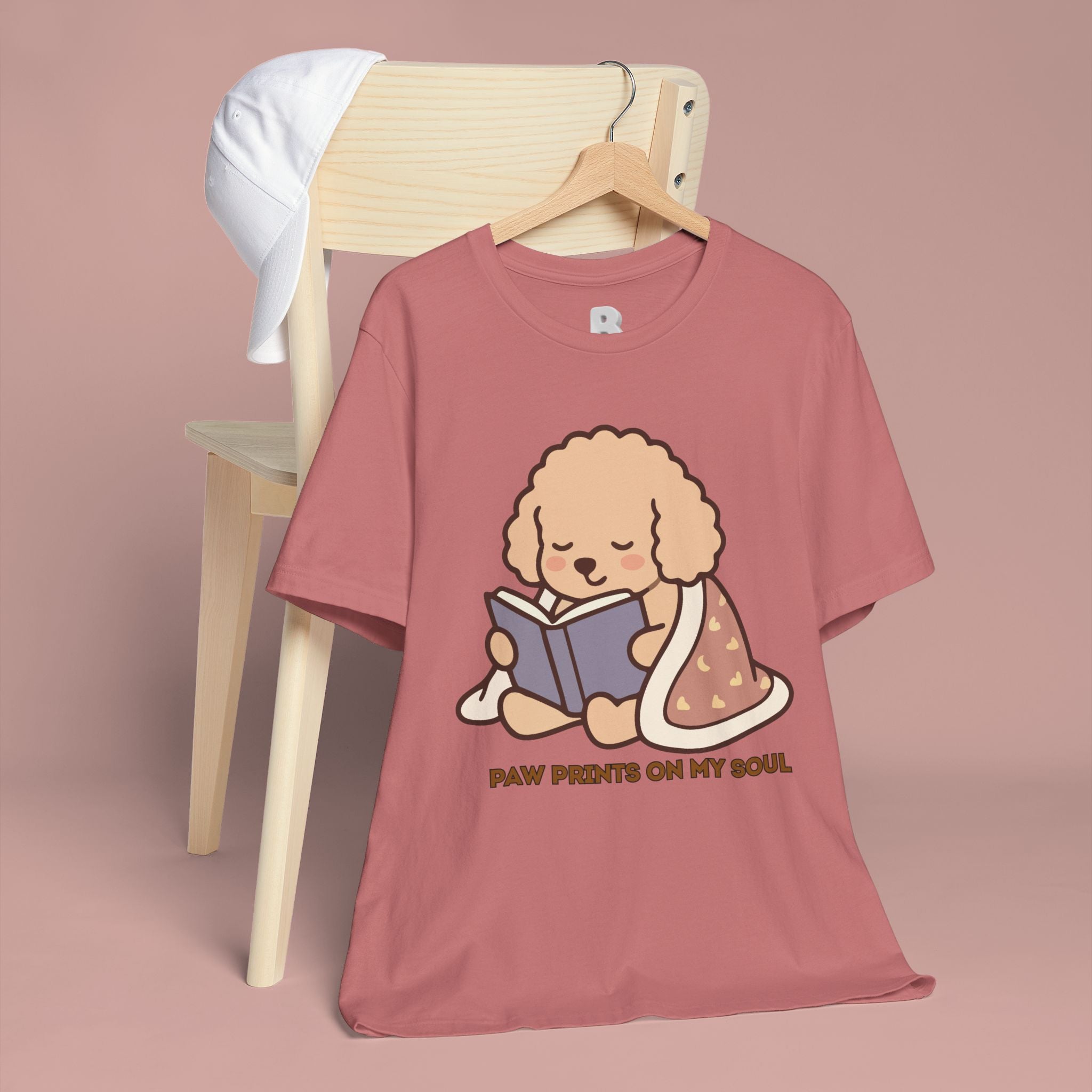 Paw Prints On My Soul T‑Shirt — Cute Reading Puppy Graphic Tee