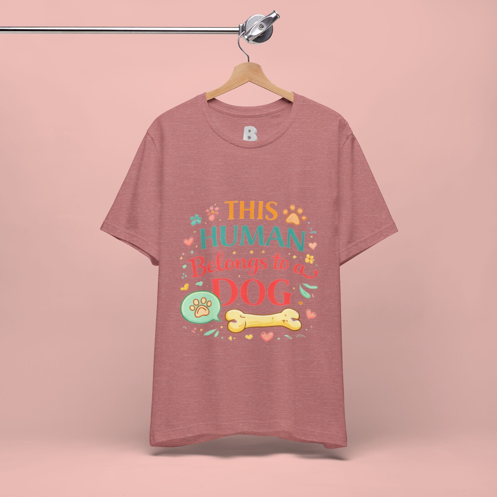 Dog Lover T-Shirt — "This Human Belongs to a Dog" Cute Paw Print Tee