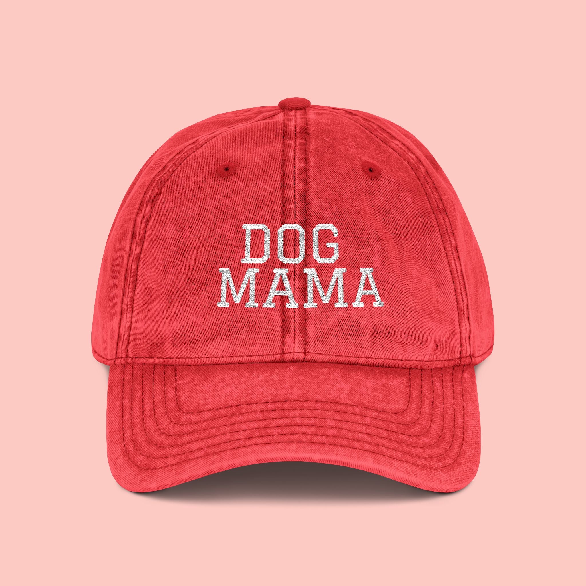 Dog Mama Vintage Embroidered Cap — Washed Baseball Hat for Dog Lovers