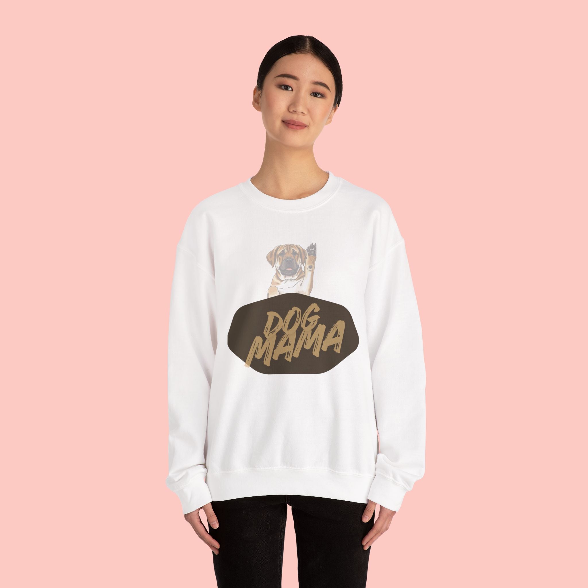 Dog Mama Crewneck Sweatshirt — Cute Puppy Graphic Pullover for Dog Lovers