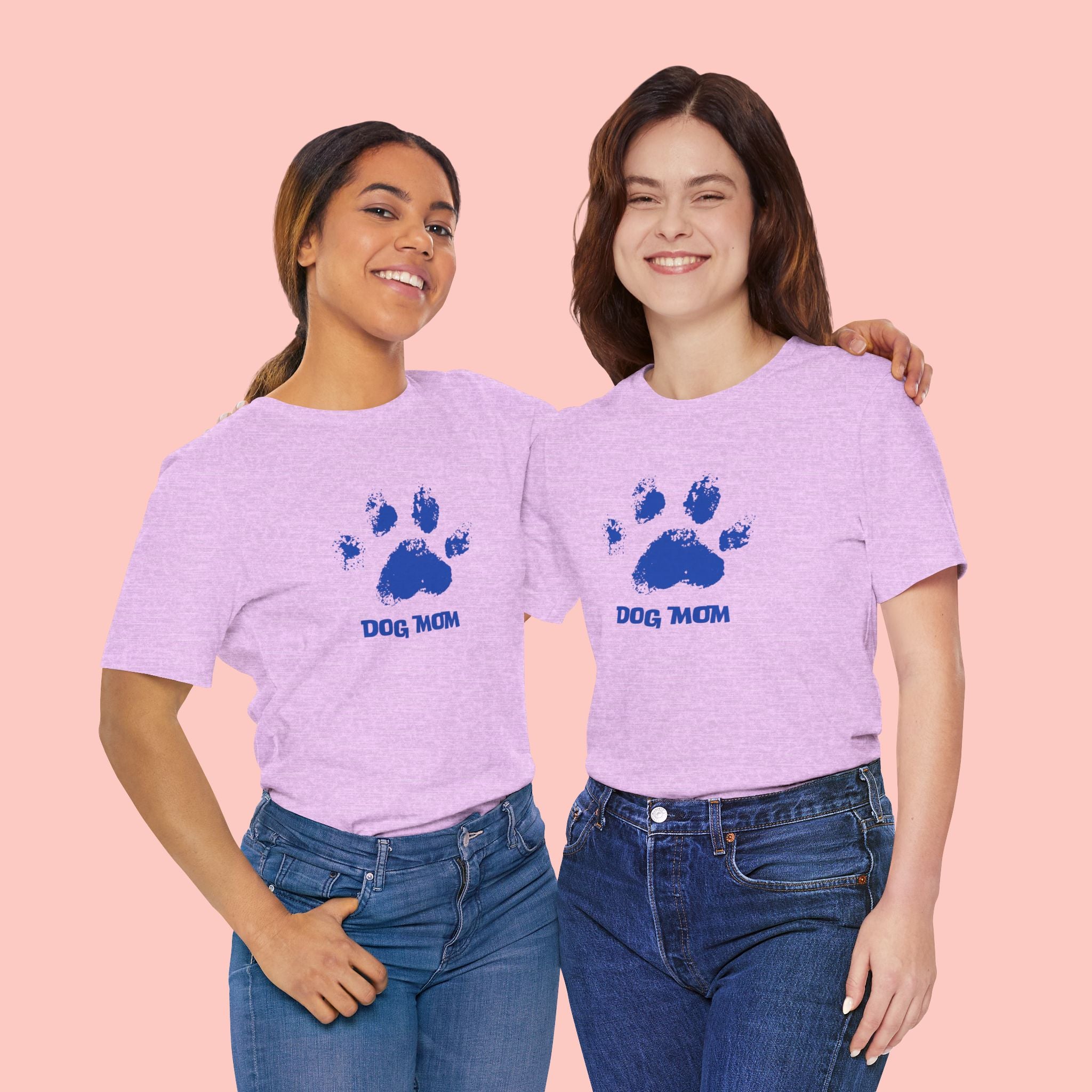 Dog Mom Paw Print T-Shirt — Distressed Blue Design