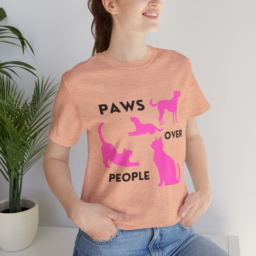 Paws Over People Tee — Pink Cats & Dogs Graphic T-Shirt