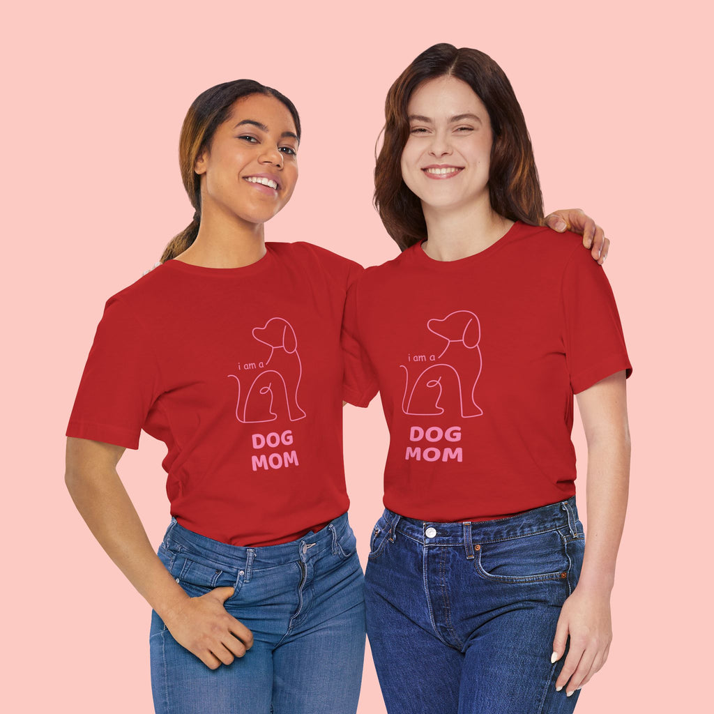 Dog Mom T‑Shirt – Minimal Pink Line Art Dog Tee
