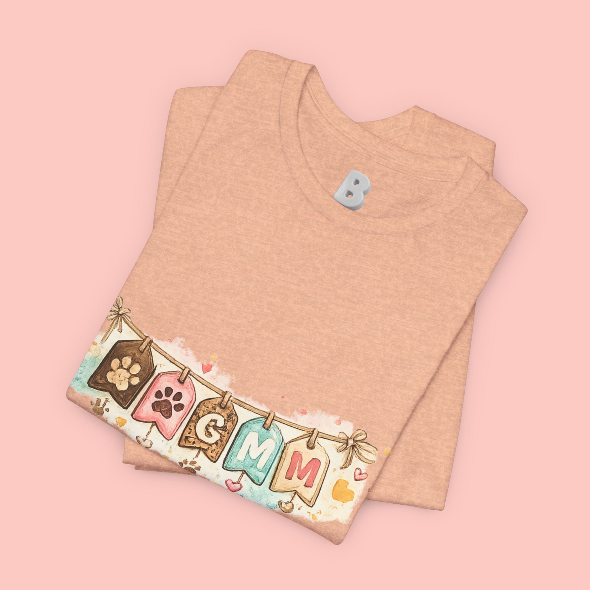 Pet Mom Banner Tee — Cute Paw Print "MOM" Graphic T-Shirt