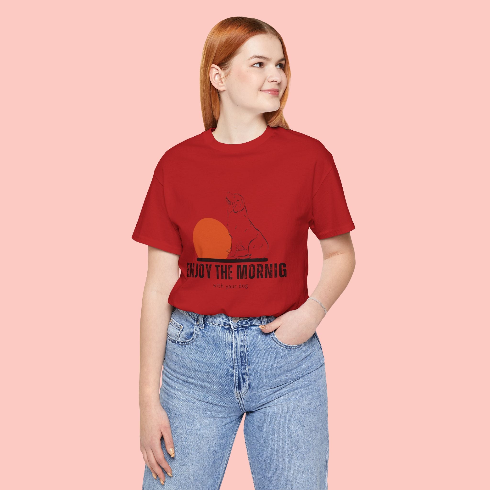 Enjoy the Morning Dog T-Shirt — Graphic Sunrise Pet Lover Tee