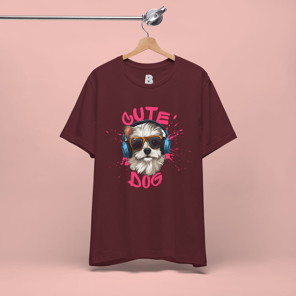 Cute Dog Tee — Headphones Puppy Graphic T-Shirt