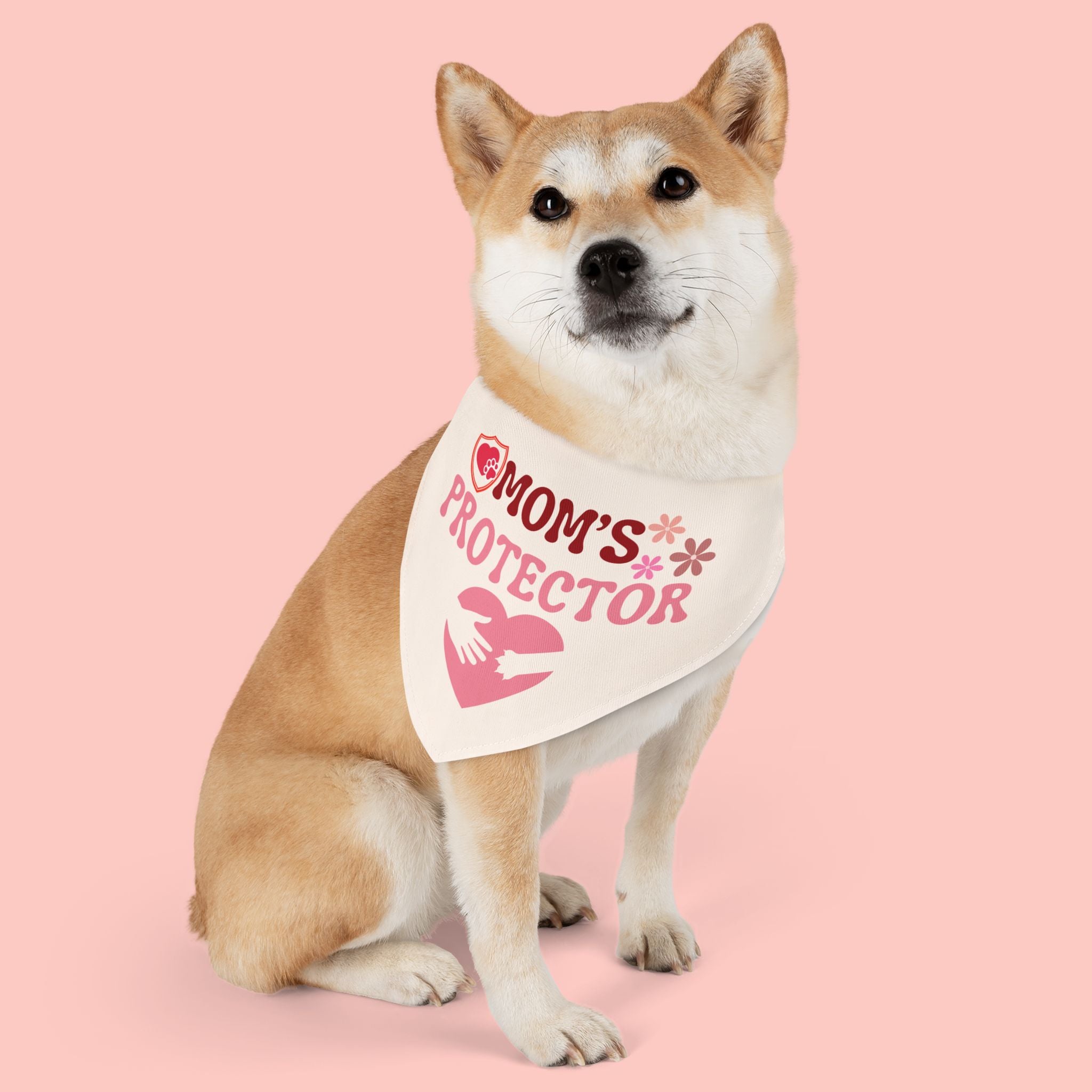 Mom's Protector Pet Bandana Collar — Pink Heart Dog Bandana for Moms