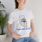 Dog Lover T-Shirt — "Love with my dog." Paw Print Graphic