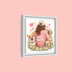 Dog Mom Canvas Print — Framed Matte Wall Art with Cute Dogs & Hearts