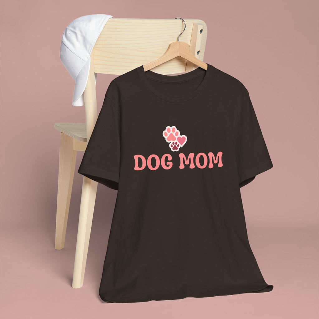 Dog Mom T-Shirt — Pink Paw Graphic Tee for Dog Lovers