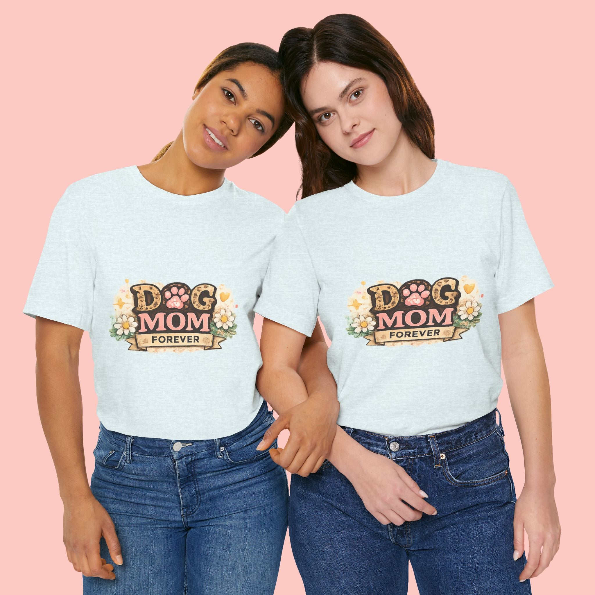 Dog Mom Forever T‑Shirt — Floral Paw Print Tee for Pet Lovers