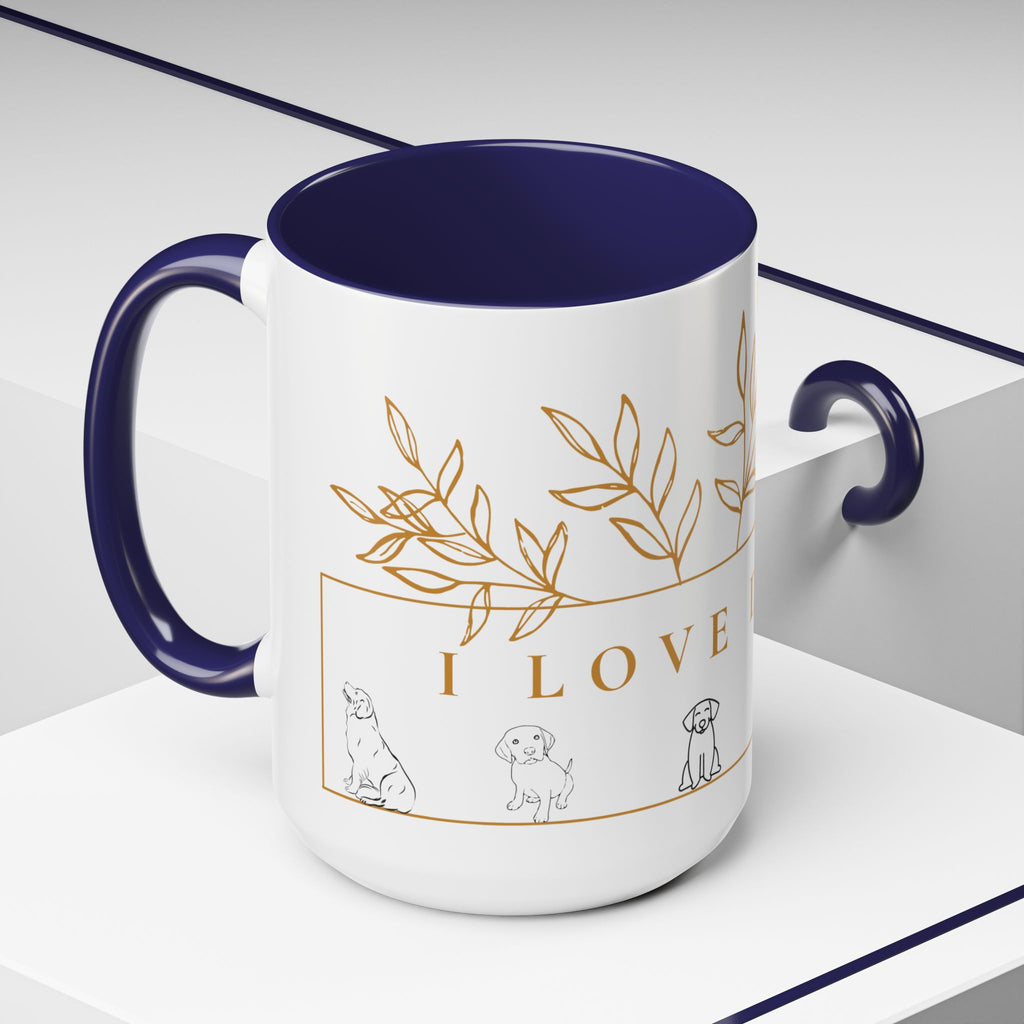 I Love Dogs Accent Coffee Mug — Gold Leaf Dog Lover Ceramic Mug (11oz & 15oz)