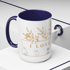 I Love Dogs Accent Coffee Mug — Gold Leaf Dog Lover Ceramic Mug (11oz & 15oz)