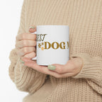 Dog Mom Ceramic Mug — 'Best Dog Mom Ever' Gold Script Coffee Cup (11oz & 15oz)
