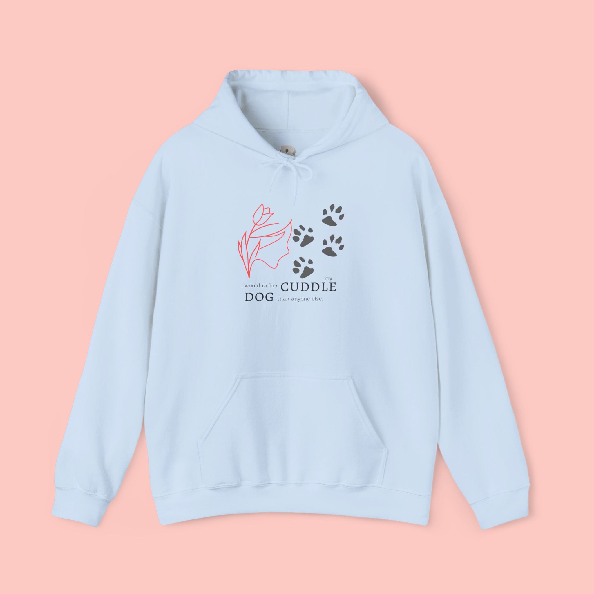 Dog Cuddle Hoodie – Minimal Paw Print & Script Pet Lover Sweatshirt