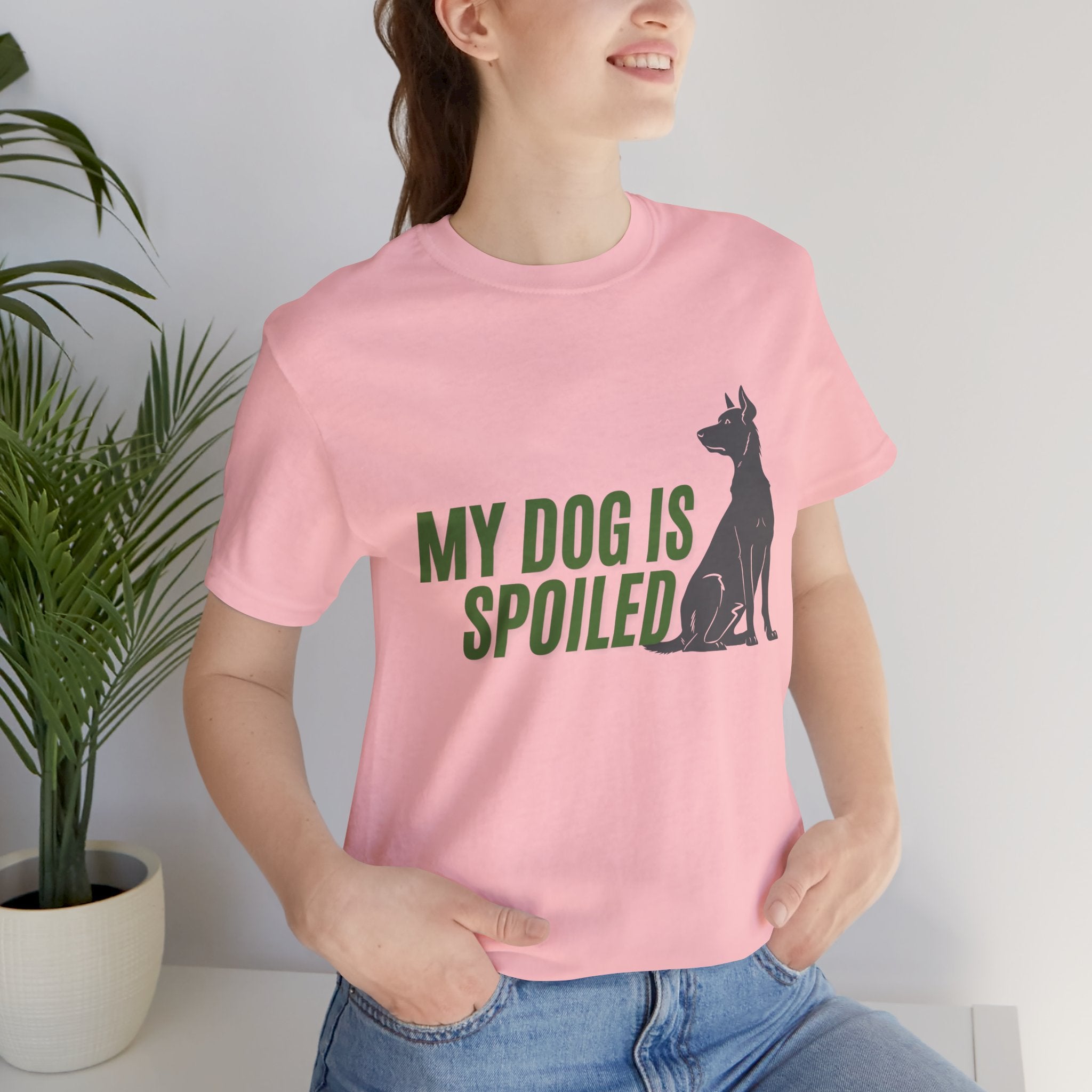 My Dog Is Spoiled T‑Shirt — Funny Dog Lover Tee with Sitting Dog Graphic