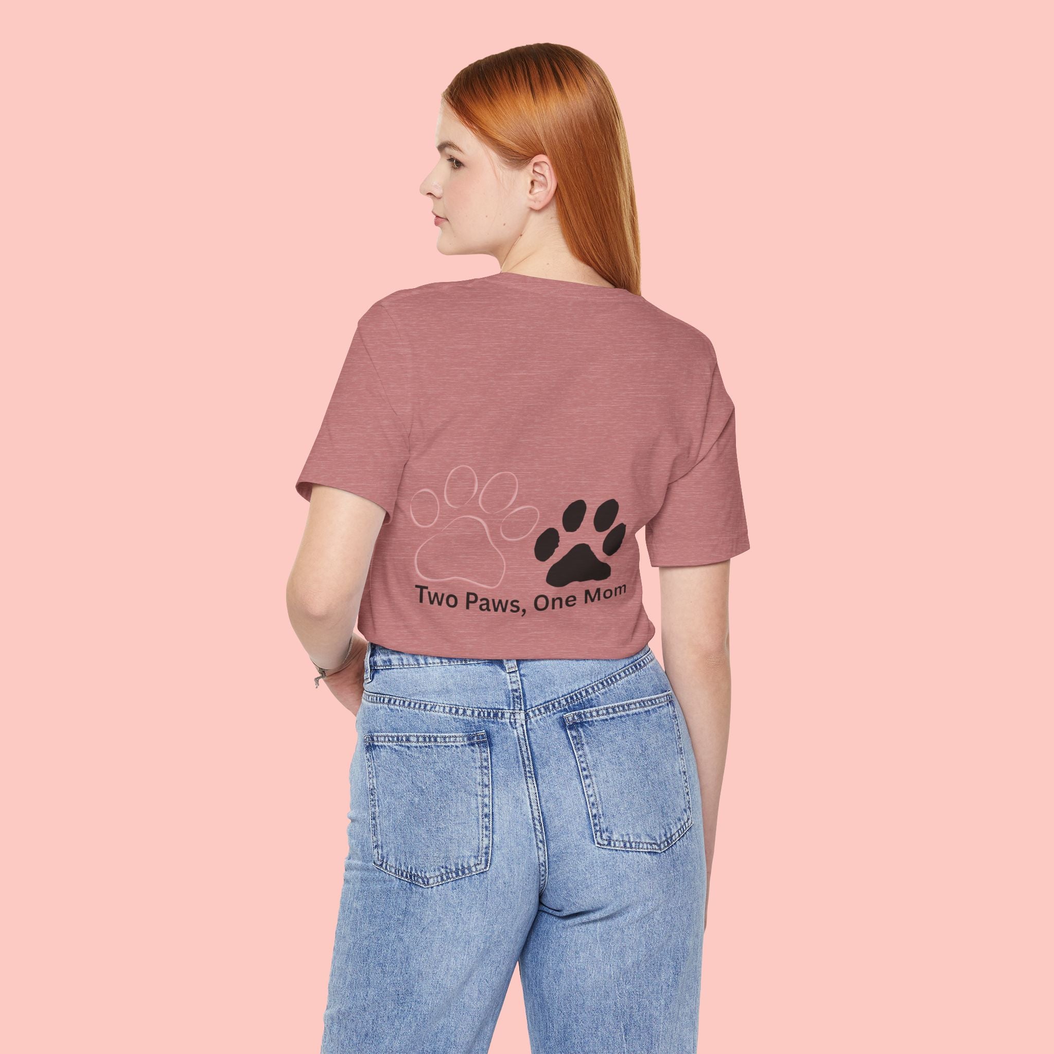 T-Shirt — “Two Paws, One Mom” Paw Print Mom Tee