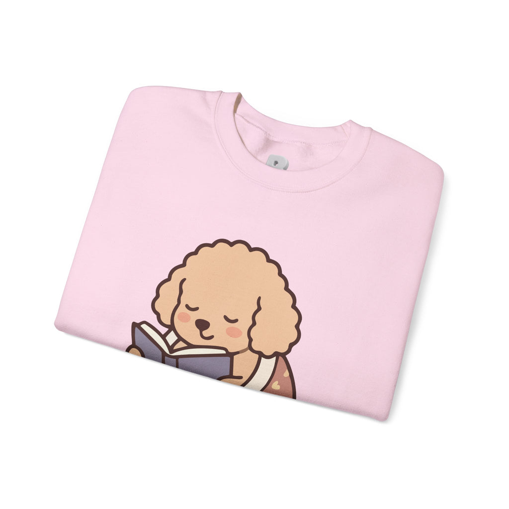 Cozy Reading Puppy Sweatshirt — "Paw Prints On My Soul" Crewneck