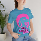 All Smiles Mom's Rules T-Shirt — Cute Pink Dog Graphic Tee for Moms & Pet Lovers