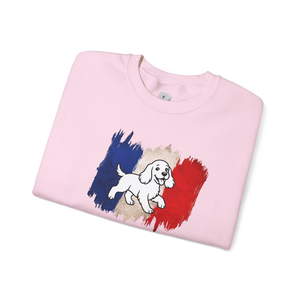 Crewneck Sweatshirt - "Love Your Dog Like Me" French Flag Puppy Graphic