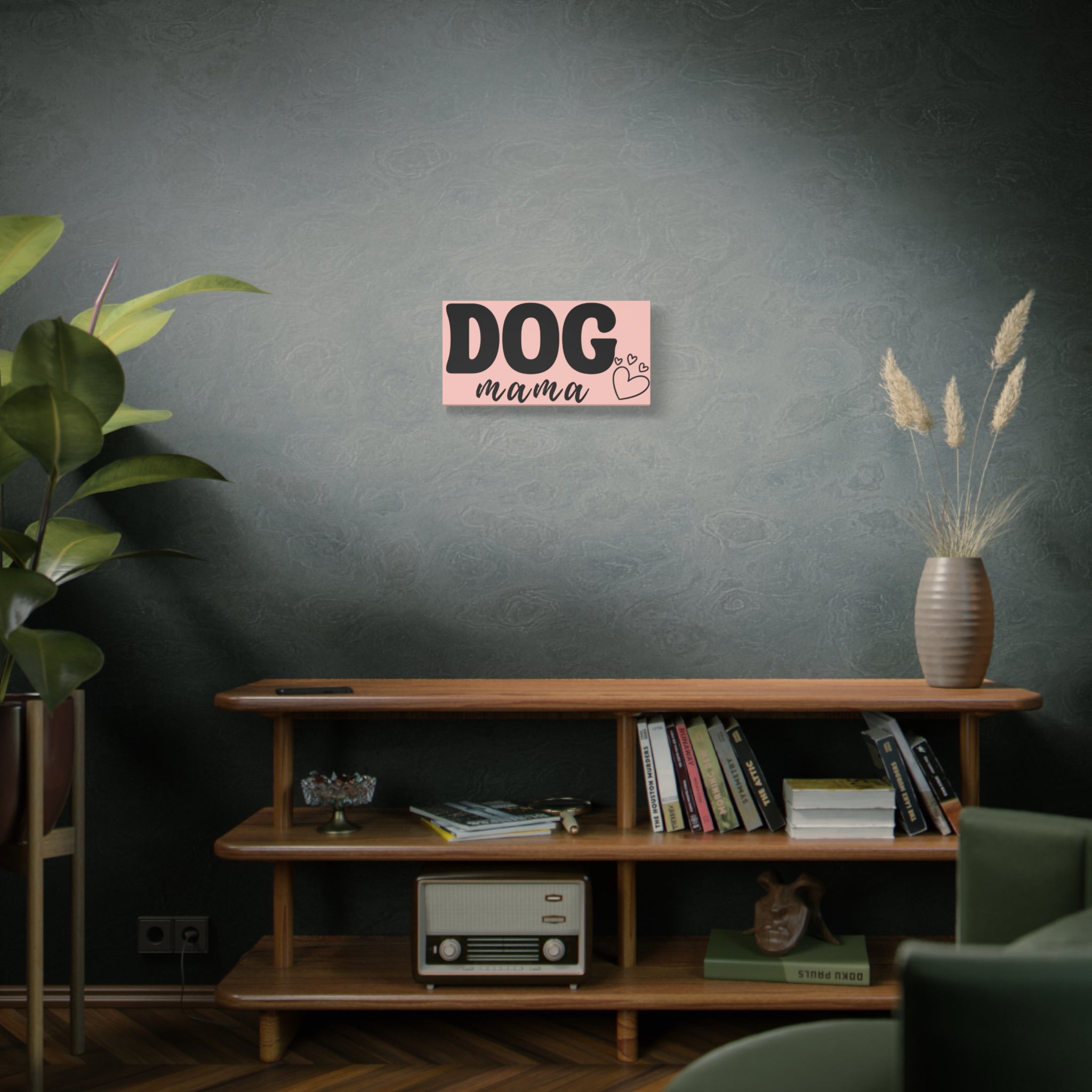 Dog Mama Pink Canvas Wall Art — Heart Pet Mom Decor
