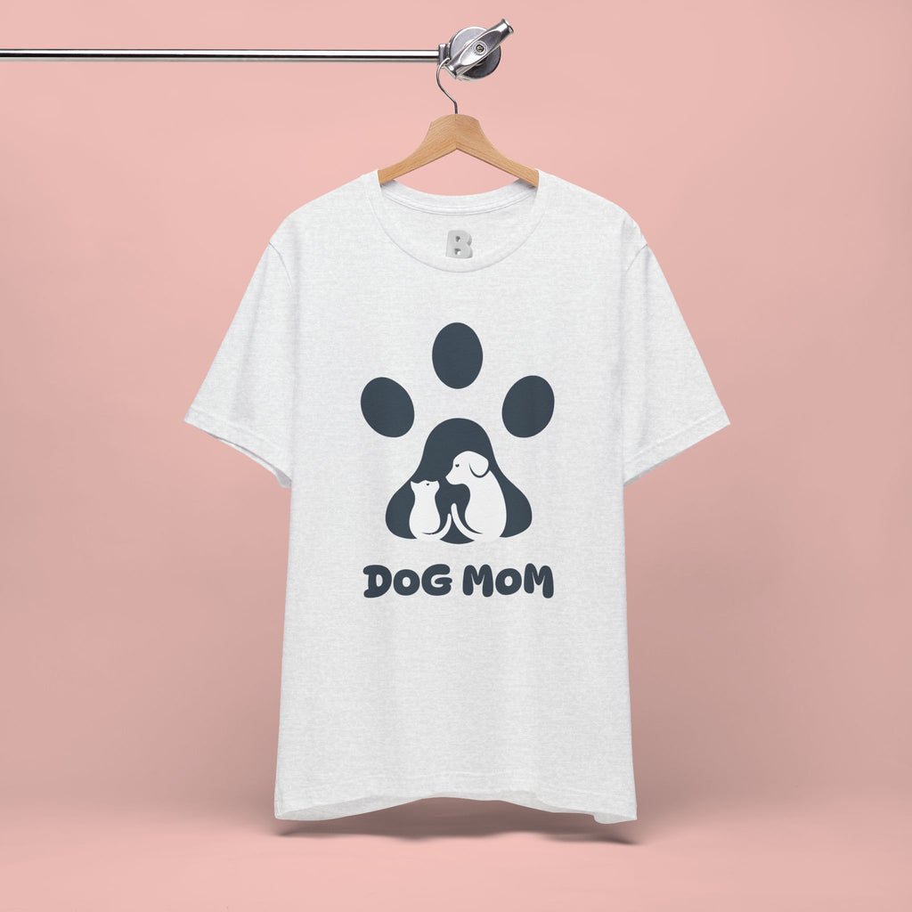Dog Mom T‑Shirt — Paw Print with Dog & Puppy Graphic