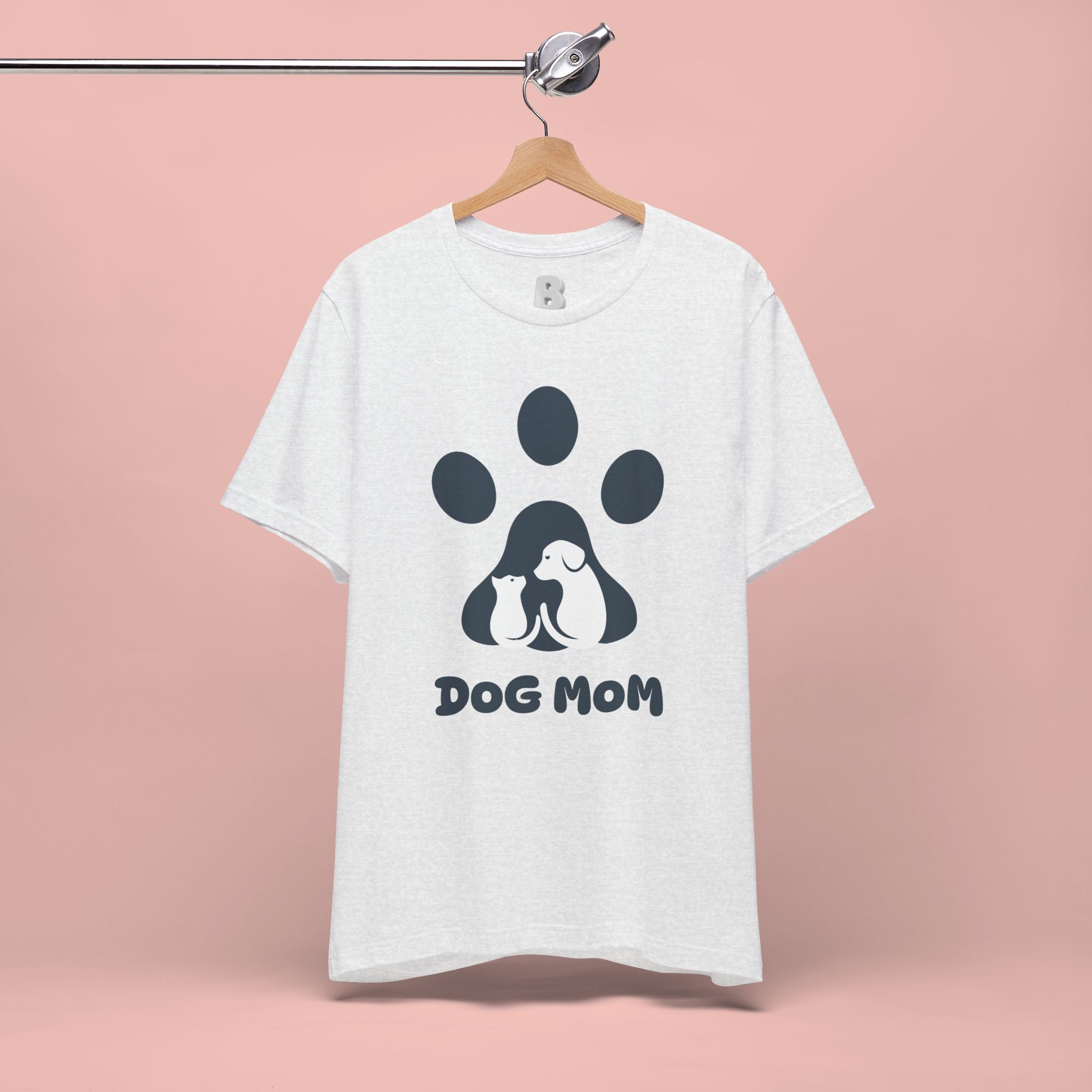 Dog Mom T‑Shirt — Paw Print with Dog & Puppy Graphic