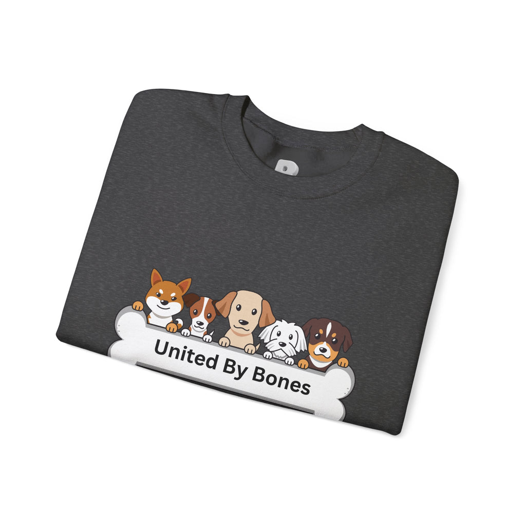 Dog Crewneck Sweatshirt — "United By Bones" Cute Puppy Graphic