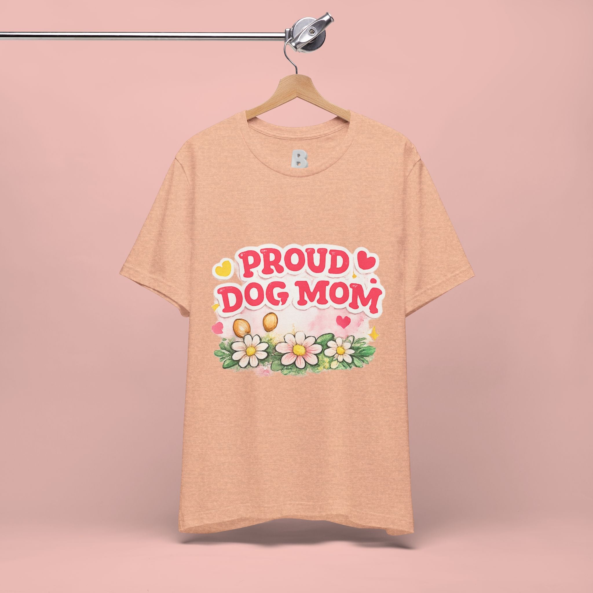 Proud Dog Mom Tee – Floral Retro Heart Design