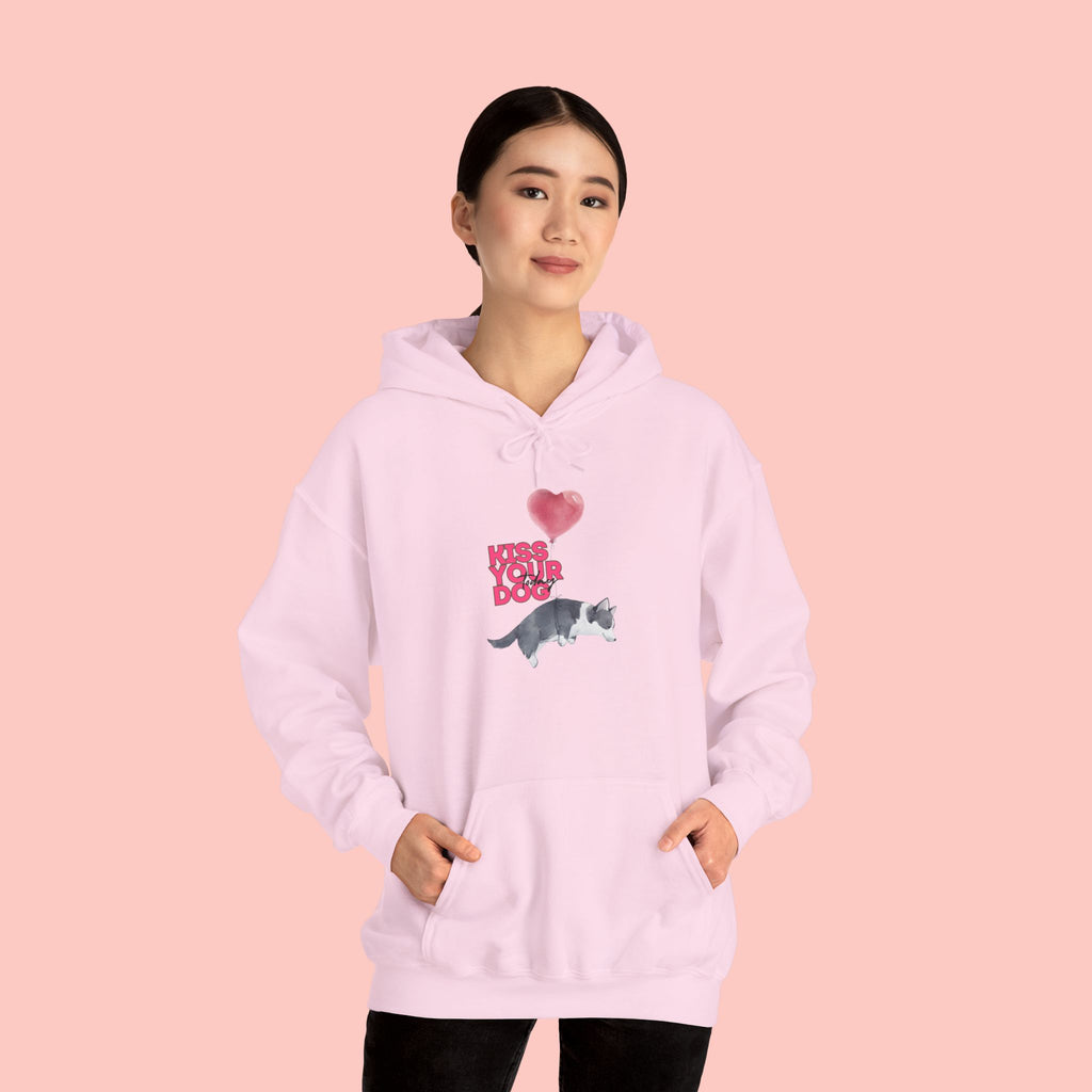 Kiss Your Dog Hoodie — Cute Heart & Dog Graphic Pullover