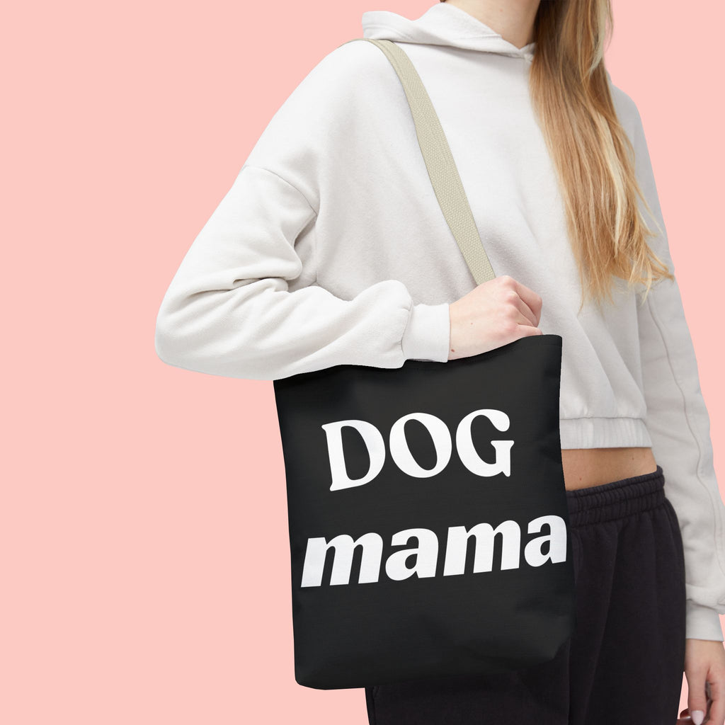 Dog Mama Tote Bag — Black Canvas Pet Lover Tote