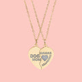 Break Apart Heart Necklace Set — Engraved "Dog Mom" & "Mama's Pup" Split Pendant